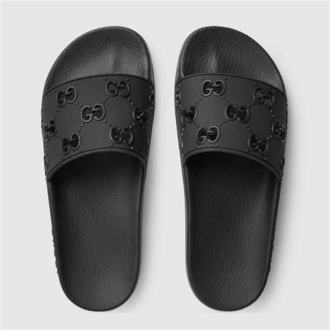 black gucci slide on shoes|authentic gucci slides.